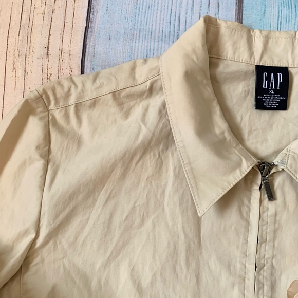 Vintage GAP 100% cotton Beige Long Sleeve zip up Jacket - Picture 7 of 8